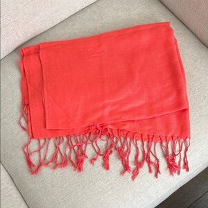 Soft Coral Fringe Scarf